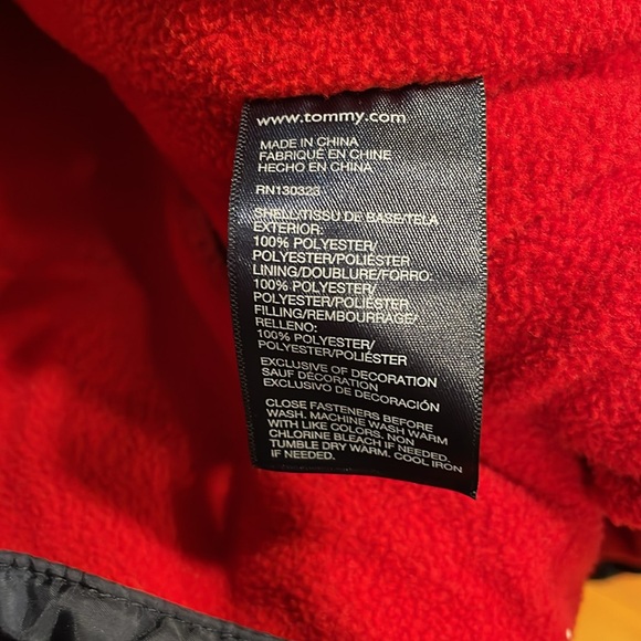Tommy Hilfiger Winter Puffer Jacket Fleece Lined removable Hood Navy Blue 10/12 - Picture 11 of 15